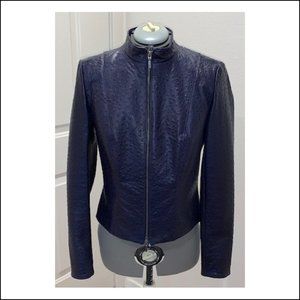Danier Leather - Navy & Black Leather Jacket